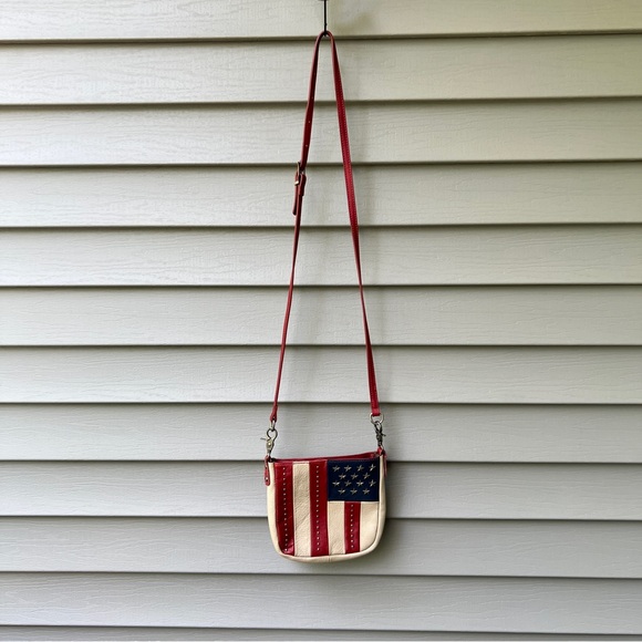 Montana West American Flag Bag Crossbody Leather Studded Adjustable - Picture 1 of 15